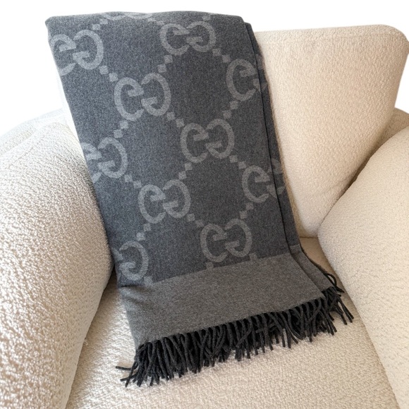 Gucci Other - Gucci Charcoal Wool-Cashmere Throw Blanket